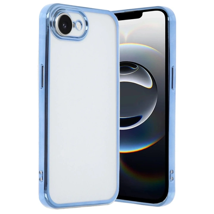Mey İthalat®  iPhone 16E Kılıf  Lensli Silikon - Açık Mavi