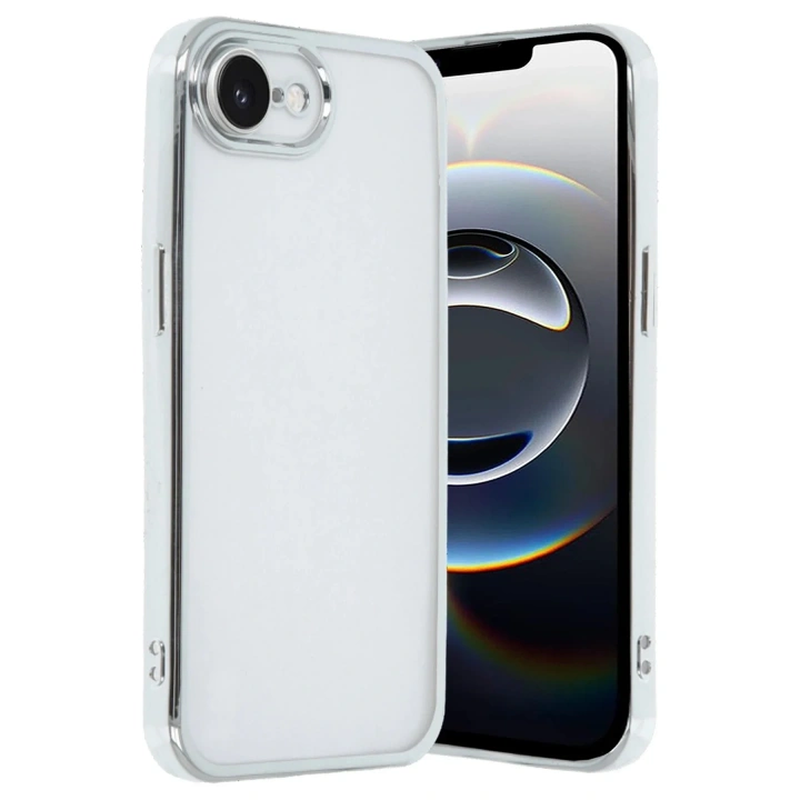 Mey İthalat®  iPhone 16E Kılıf  Lensli Silikon - Gümüş