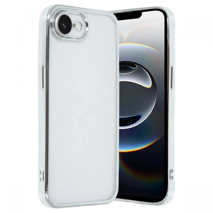 Mey İthalat®  iPhone 16E Kılıf  Lensli Silikon - Gümüş