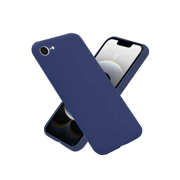 Mey İthalat®  iPhone 16E Kılıf Nano içi Kadife Silikon - Lacivert