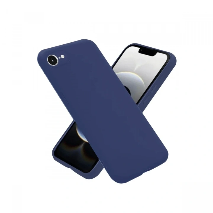 Mey İthalat®  iPhone 16E Kılıf Nano içi Kadife Silikon - Lacivert