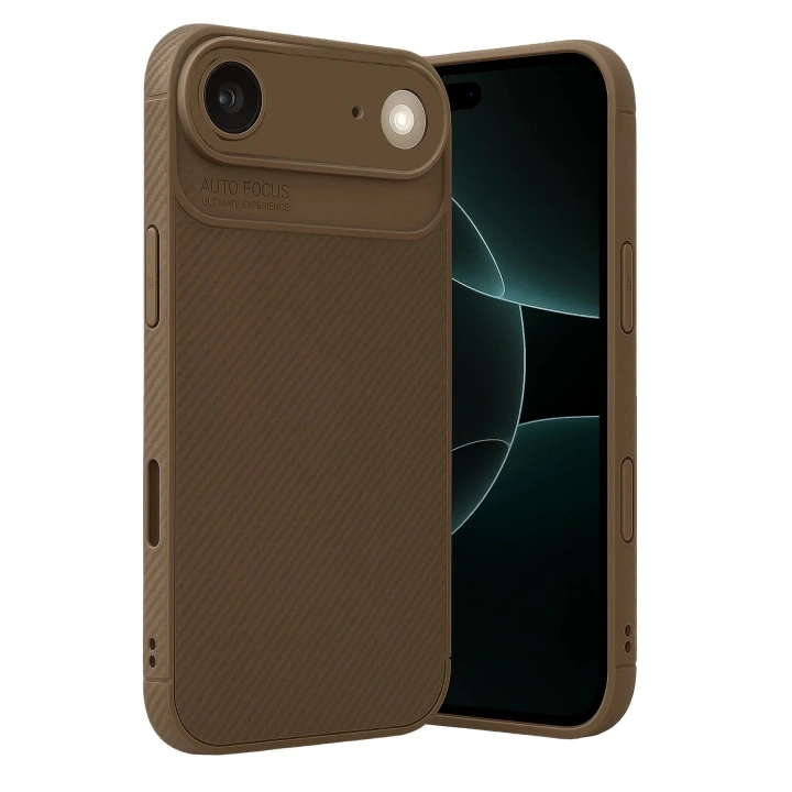 Mey İthalat®   iPhone 17 Air Auto Focus Karbon Kapak - Kahverengi