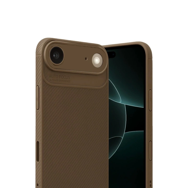 Mey İthalat®   iPhone 17 Air Auto Focus Karbon Kapak - Kahverengi