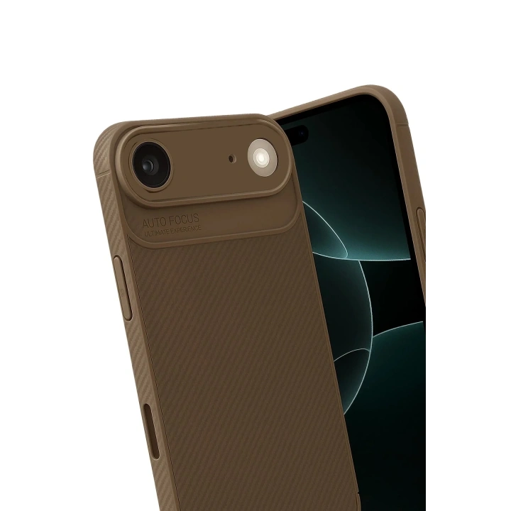 Mey İthalat®   iPhone 17 Air Auto Focus Karbon Kapak - Kahverengi