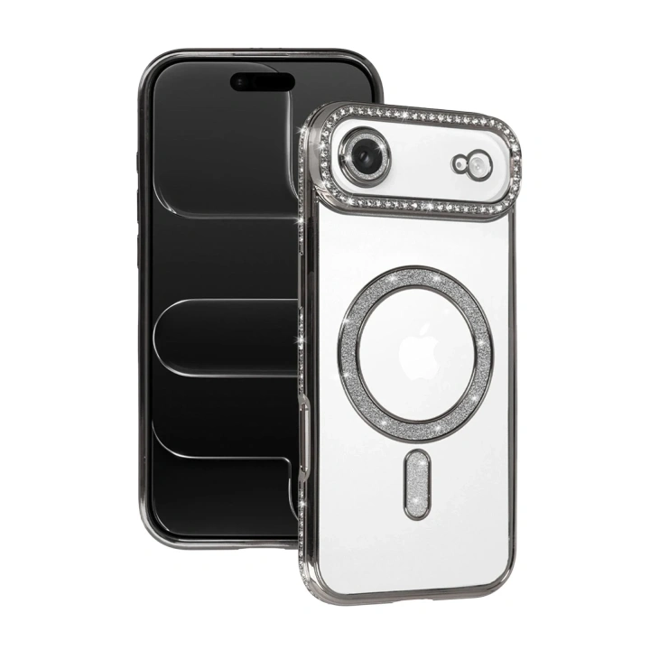 Mey İthalat®   iPhone 17 Air Joke Simli Magneticsafe Kılıf - Gümüş