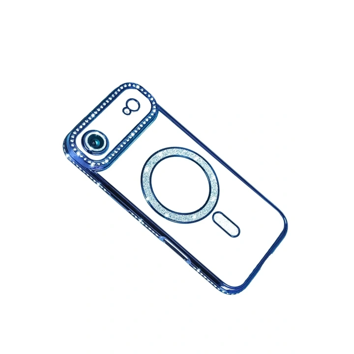 Mey İthalat®   iPhone 17 Air Joke Simli Magneticsafe Kılıf - Mavi