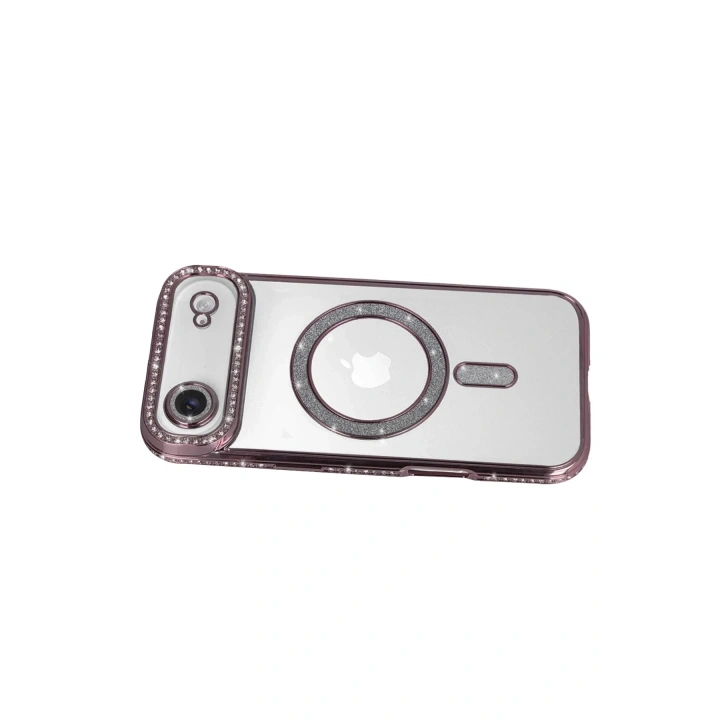 Mey İthalat®   iPhone 17 Air Joke Simli Magneticsafe Kılıf - Pembe