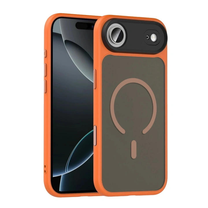 Mey İthalat®   iPhone 17 Air Megane Magsafe Kapak - Turuncu