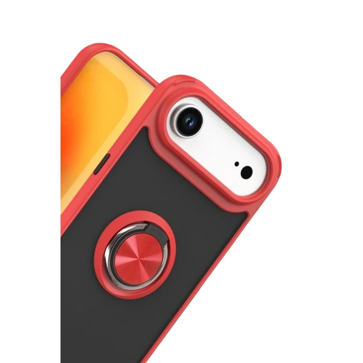 Mey İthalat®   iPhone 17 Air Montreal Yüzüklü Silikon Kapak - Kırmızı