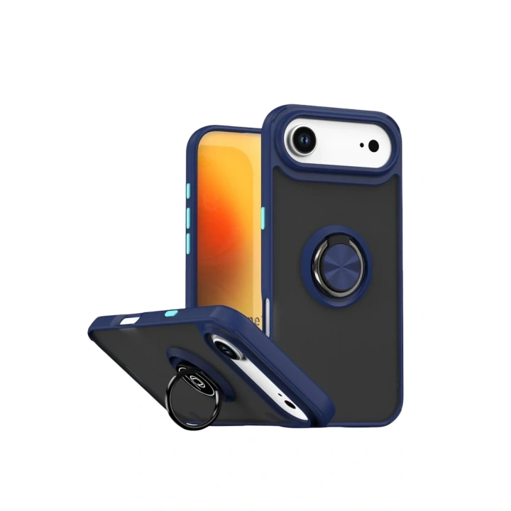 Mey İthalat®   iPhone 17 Air Montreal Yüzüklü Silikon Kapak - Lacivert