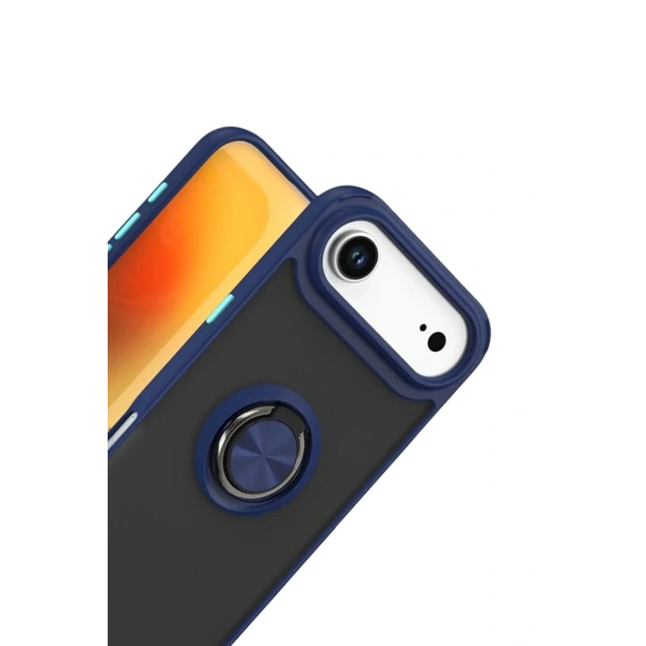 Mey İthalat®   iPhone 17 Air Montreal Yüzüklü Silikon Kapak - Lacivert
