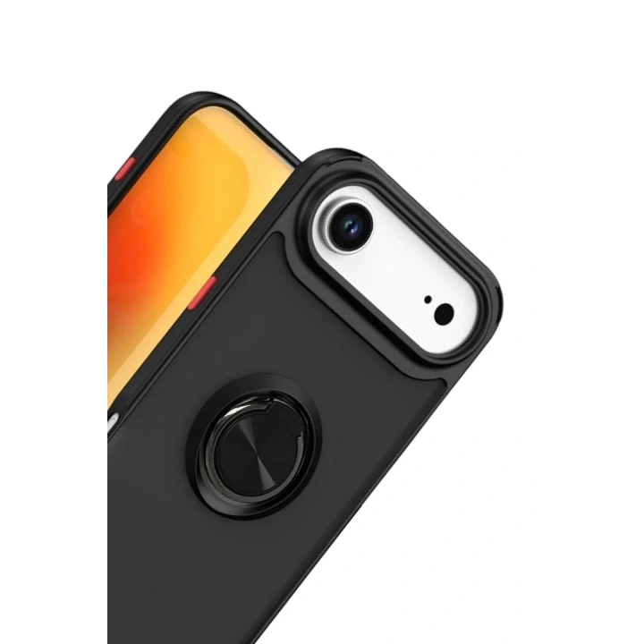Mey İthalat®   iPhone 17 Air Montreal Yüzüklü Silikon Kapak - Siyah