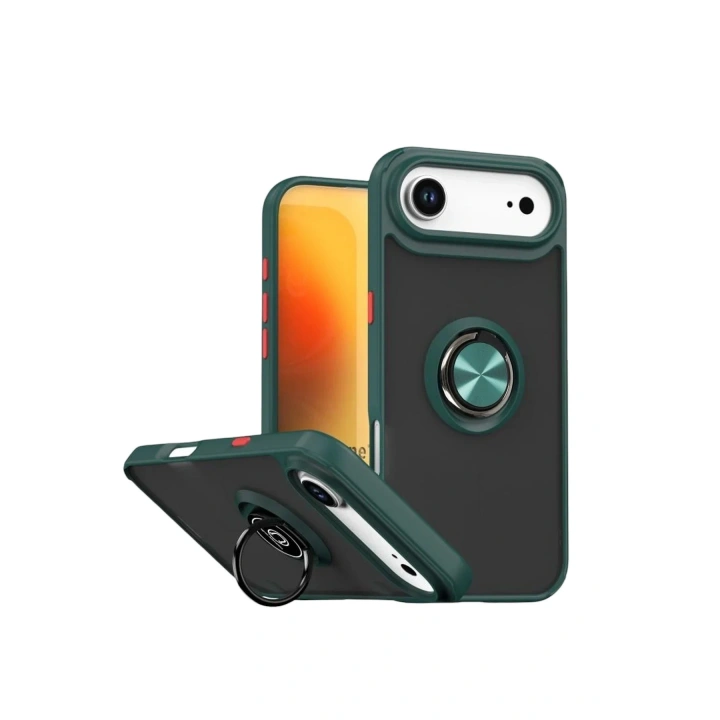 Mey İthalat®   iPhone 17 Air Montreal Yüzüklü Silikon Kapak - Yeşil