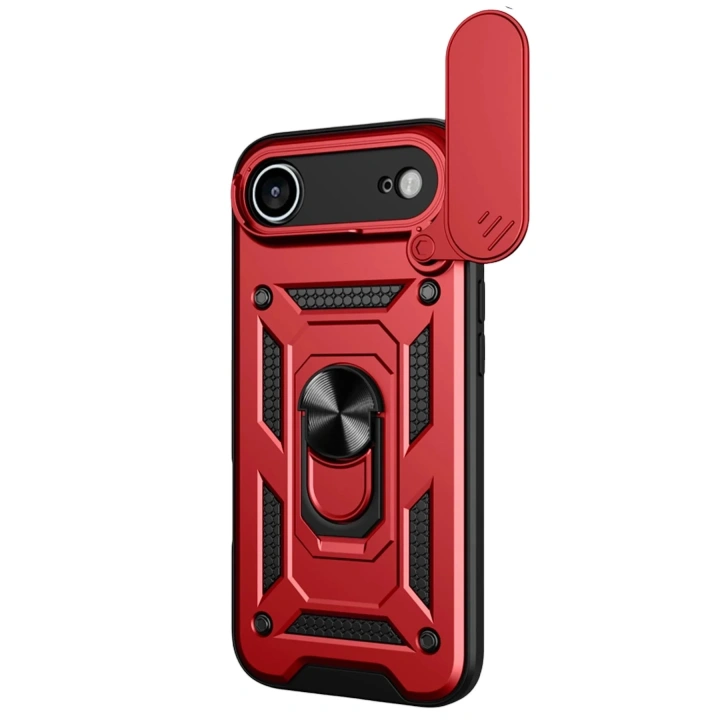 Mey İthalat®   iPhone 17 Air Pars Lens Yüzüklü Silikon - Kırmızı