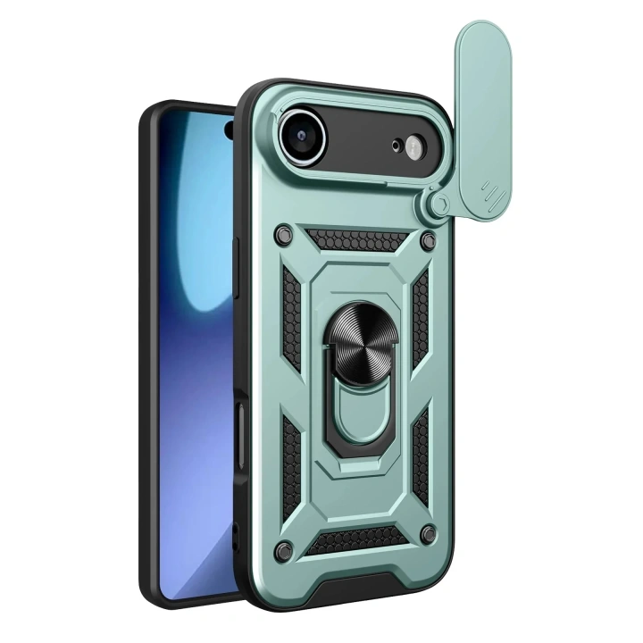 Mey İthalat®   iPhone 17 Air Pars Lens Yüzüklü Silikon - Yeşil