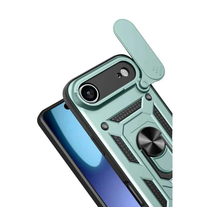 Mey İthalat®   iPhone 17 Air Pars Lens Yüzüklü Silikon - Yeşil