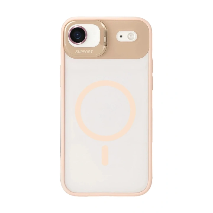 Mey İthalat®   iPhone 17 Air Remim Lensli Magsafe Standlı Kapak - Pembe