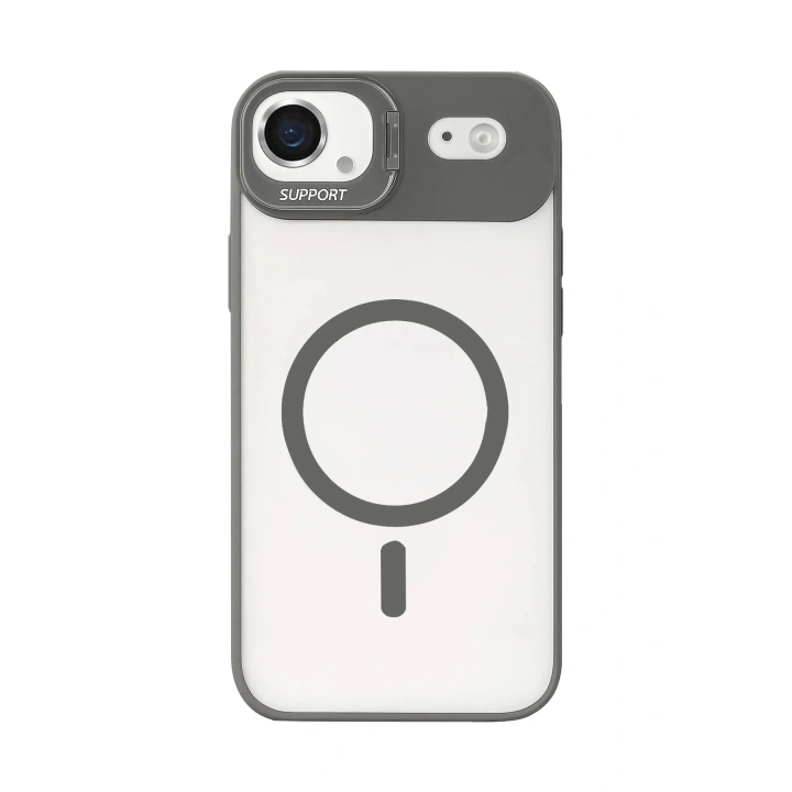 Mey İthalat®   iPhone 17 Air Remim Lensli Magsafe Standlı Kapak - Titan Gri