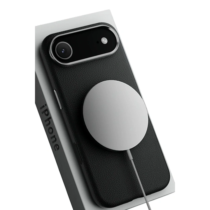 Mey İthalat®  iPhone 17 Air Wonder Deri Magsafe Kapak - Siyah