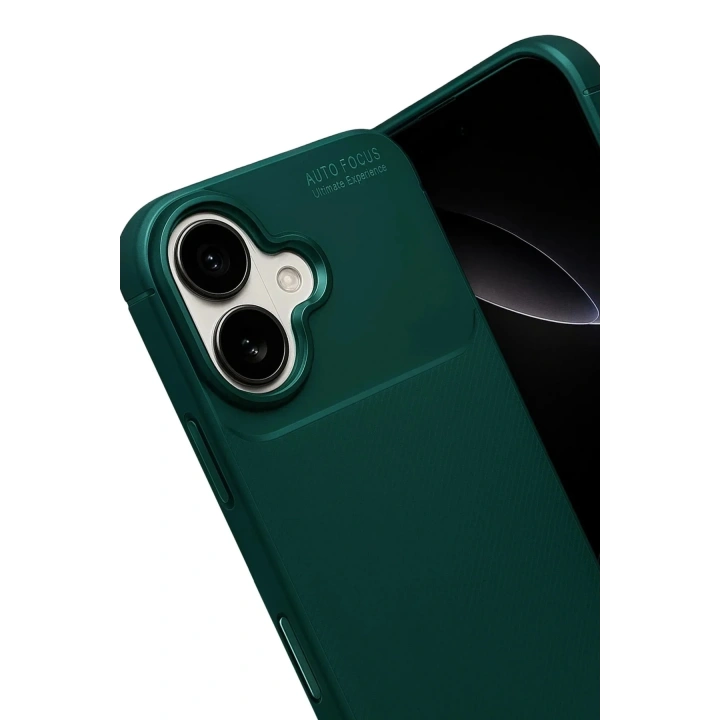 Mey İthalat®   iPhone 17 Auto Focus Karbon Kapak - Koyu Yeşil
