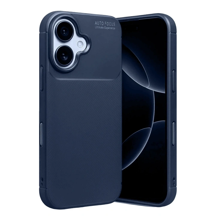 Mey İthalat®   iPhone 17 Auto Focus Karbon Kapak - Lacivert