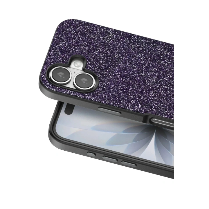 Mey İthalat®   iPhone 17 Bright Simli Kapak - Derin Mor
