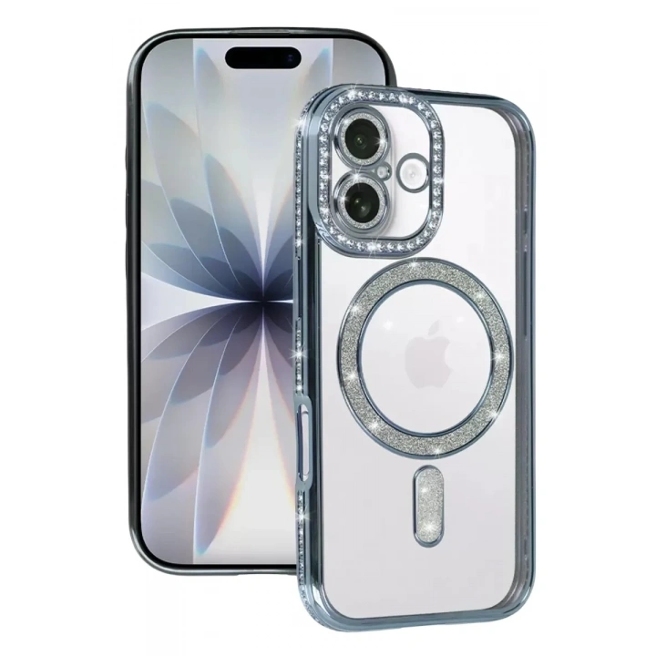 Mey İthalat®   iPhone 17 Joke Simli Magneticsafe Kılıf - Mavi