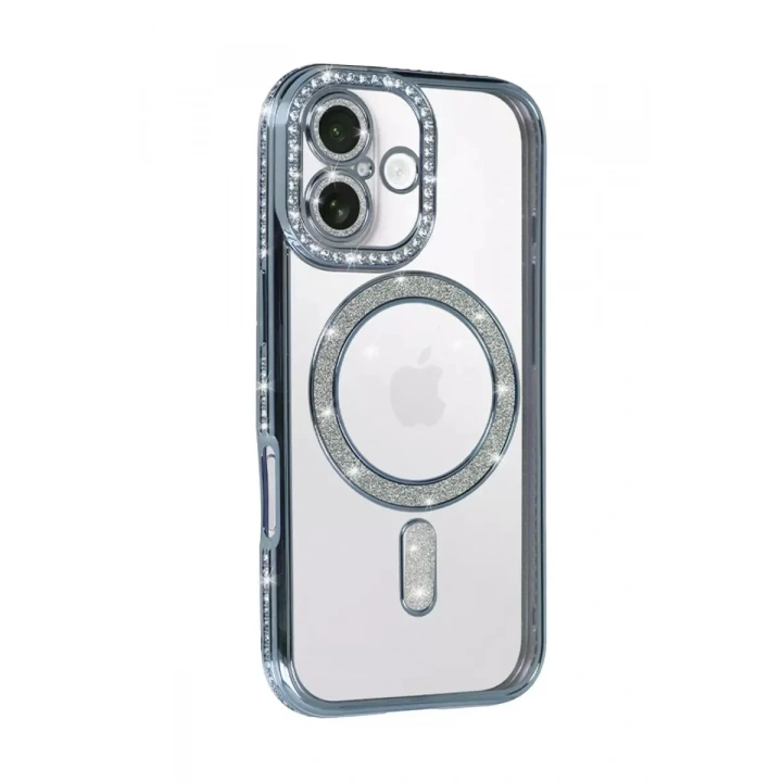 Mey İthalat®   iPhone 17 Joke Simli Magneticsafe Kılıf - Mavi