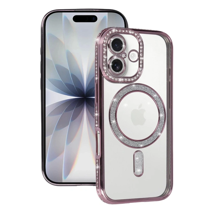 Mey İthalat®   iPhone 17 Joke Simli Magneticsafe Kılıf - Pembe