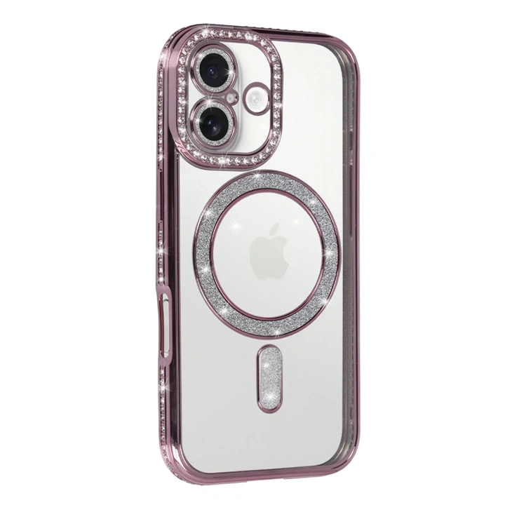 Mey İthalat®   iPhone 17 Joke Simli Magneticsafe Kılıf - Pembe