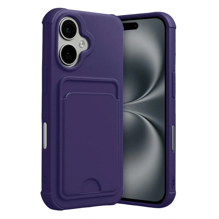 Mey İthalat®   iPhone 17 Kelvin Kartvizitli Silikon - Derin Mor
