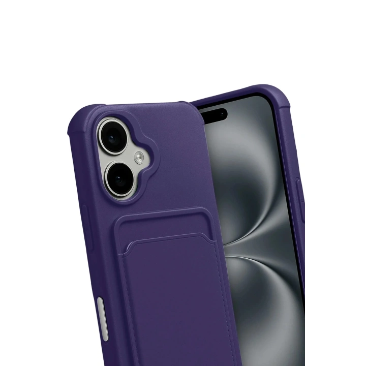 Mey İthalat®   iPhone 17 Kelvin Kartvizitli Silikon - Derin Mor