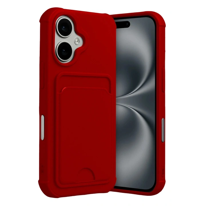 Mey İthalat®   iPhone 17 Kelvin Kartvizitli Silikon - Kırmızı