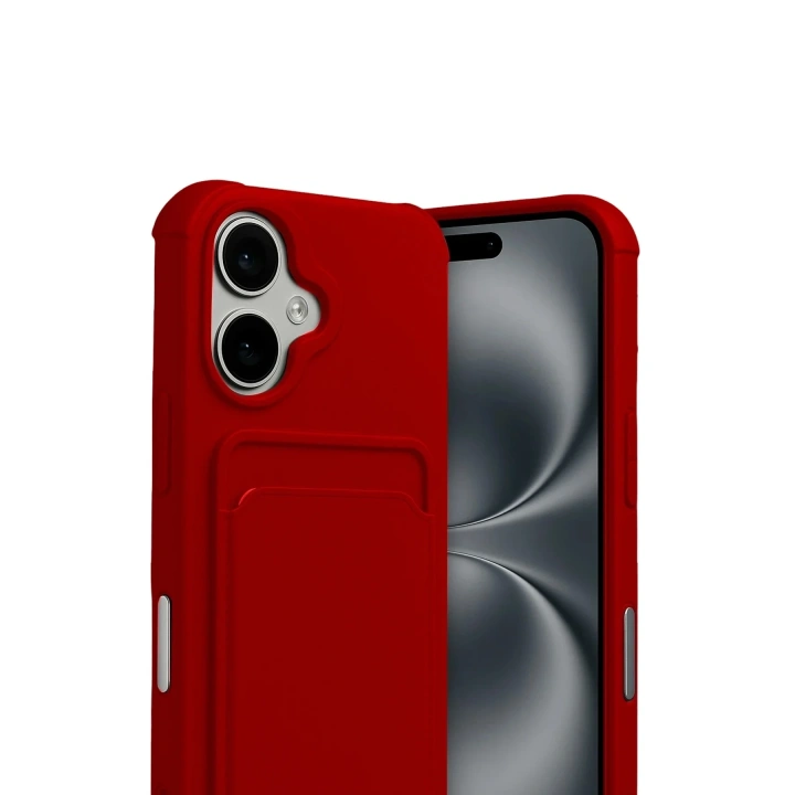 Mey İthalat®   iPhone 17 Kelvin Kartvizitli Silikon - Kırmızı