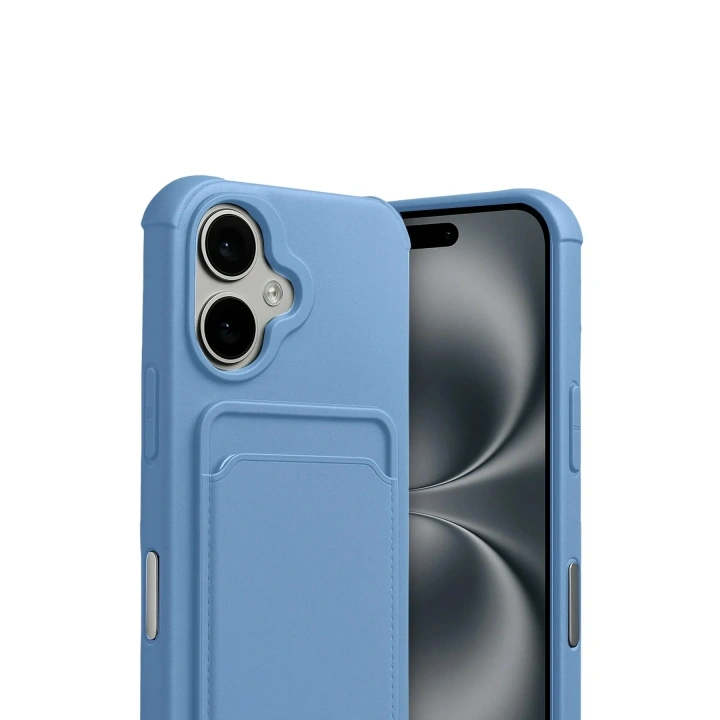 Mey İthalat®   iPhone 17 Kelvin Kartvizitli Silikon - Mavi