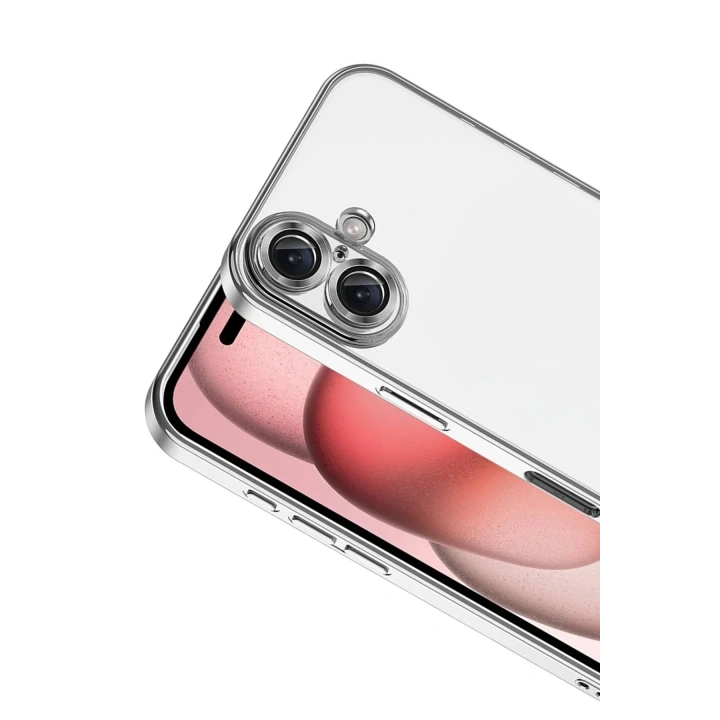 Mey İthalat®   iPhone 17  Lensli Silikon - Gümüş