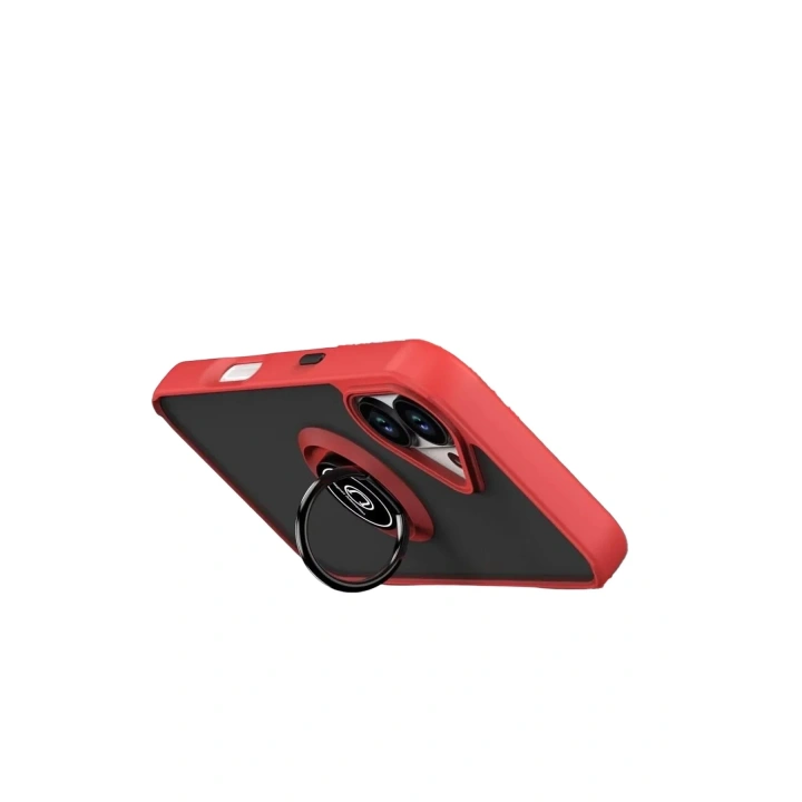 Mey İthalat®   iPhone 17 Montreal Yüzüklü Silikon Kapak - Kırmızı