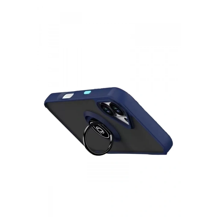 Mey İthalat®   iPhone 17 Montreal Yüzüklü Silikon Kapak - Lacivert