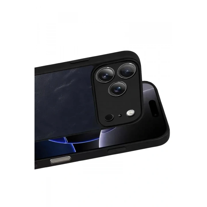 Mey İthalat®   iPhone 17 Pro Aras Deri Kapak - Lacivert