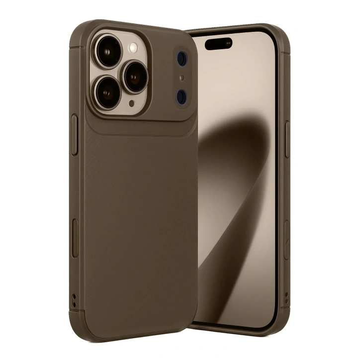 Mey İthalat®   iPhone 17 Pro Auto Focus Karbon Kapak - Kahverengi