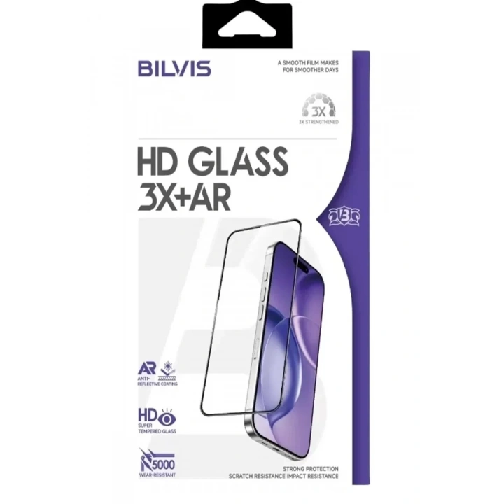 Mey İthalat®   iPhone 17 Pro Bilvis 3X AR HD Cam Ekran Koruyucu - Siyah