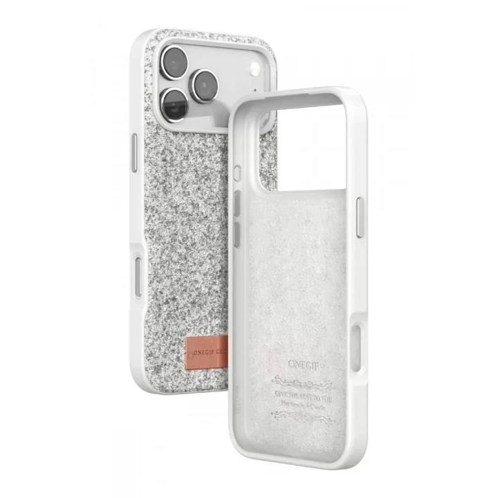 Mey İthalat®   iPhone 17 Pro Bright Simli Kapak - Beyaz