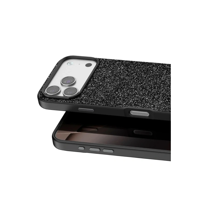 Mey İthalat®   iPhone 17 Pro Bright Simli Kapak - Siyah