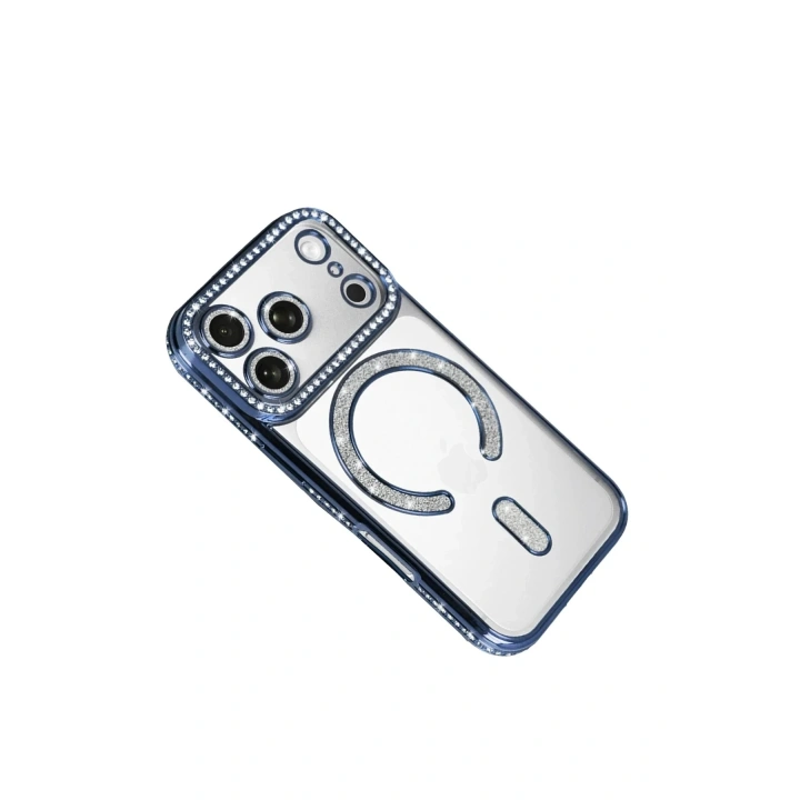 Mey İthalat®   iPhone 17 Pro Joke Simli Magneticsafe Kılıf - Mavi