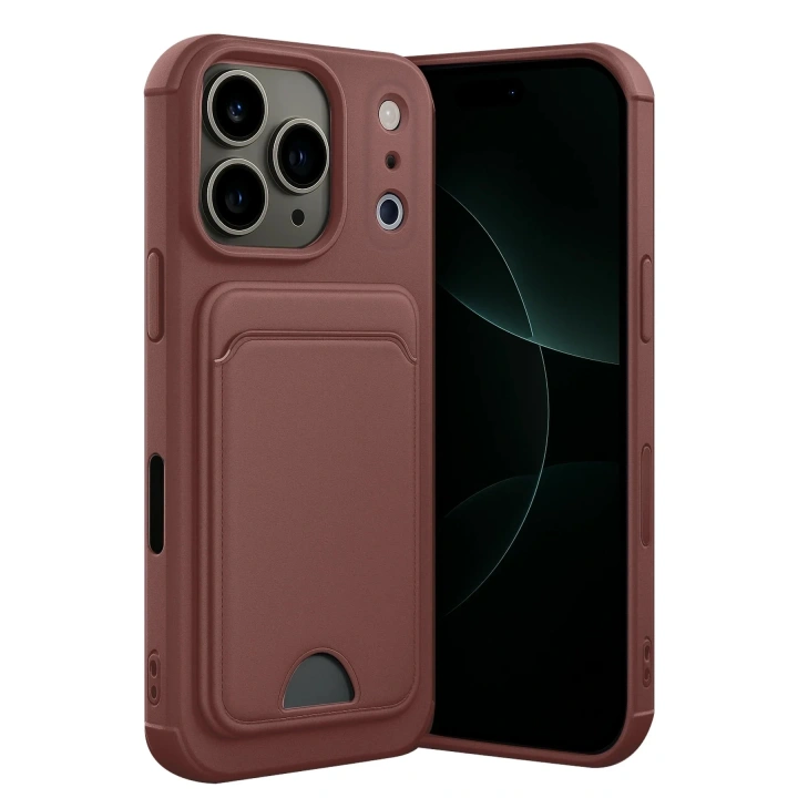 Mey İthalat®   iPhone 17 Pro Kelvin Kartvizitli Silikon - Bordo