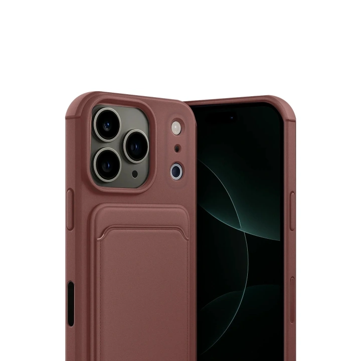 Mey İthalat®   iPhone 17 Pro Kelvin Kartvizitli Silikon - Bordo