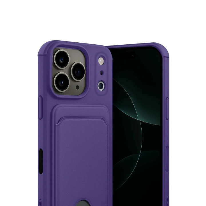 Mey İthalat®   iPhone 17 Pro Kelvin Kartvizitli Silikon - Derin Mor