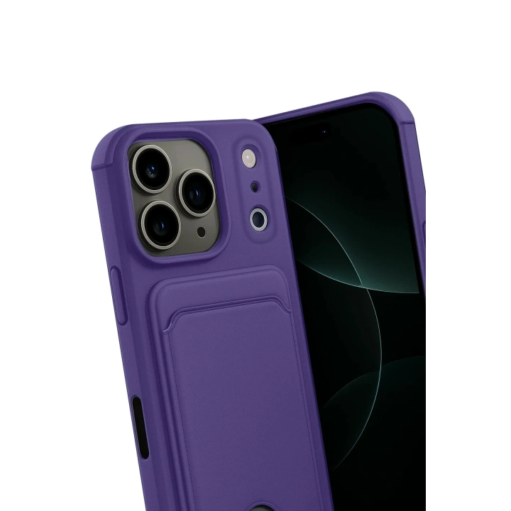 Mey İthalat®   iPhone 17 Pro Kelvin Kartvizitli Silikon - Derin Mor