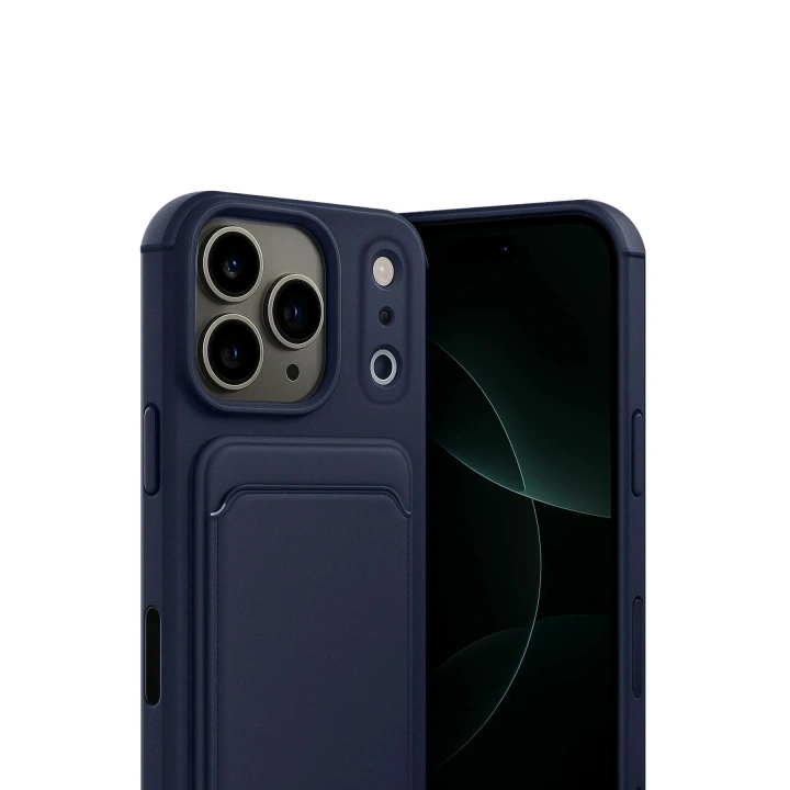 Mey İthalat®   iPhone 17 Pro Kelvin Kartvizitli Silikon - Lacivert