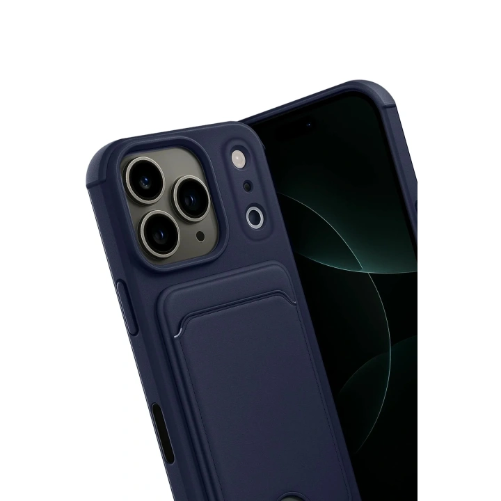 Mey İthalat®   iPhone 17 Pro Kelvin Kartvizitli Silikon - Lacivert